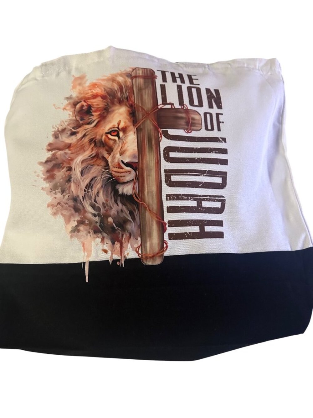 Epakh 12 oz Thick Cotton Canvas Tote Bag 18.5" Lion of Judah Christian Reusable